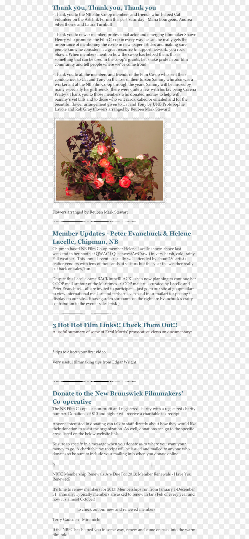 Sincerely Shawn Florist Brochure PNG