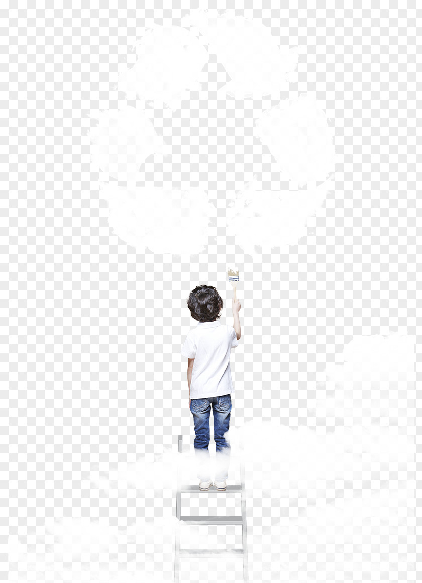 The Little Boy And Green Arrows White Sky Pattern PNG