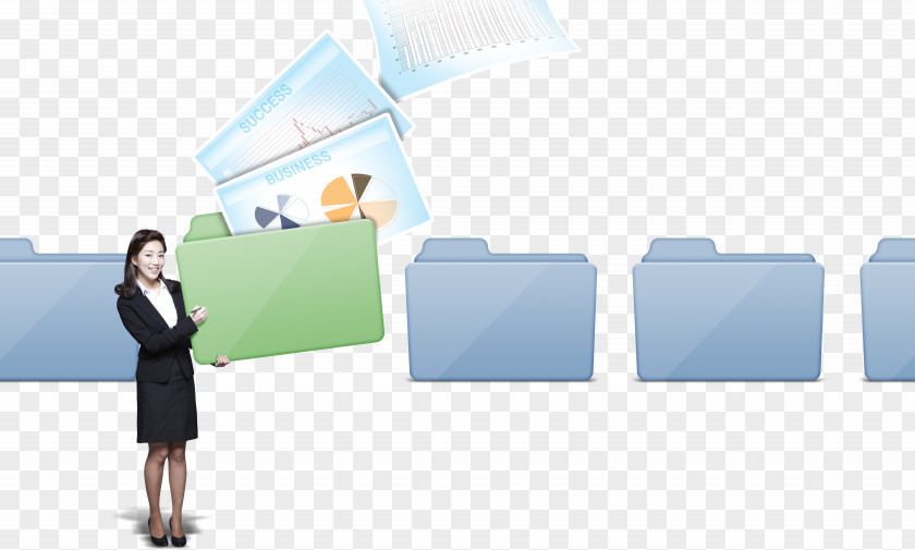 Business Lady Holding A Folder Data Recovery Directory Computer File PNG