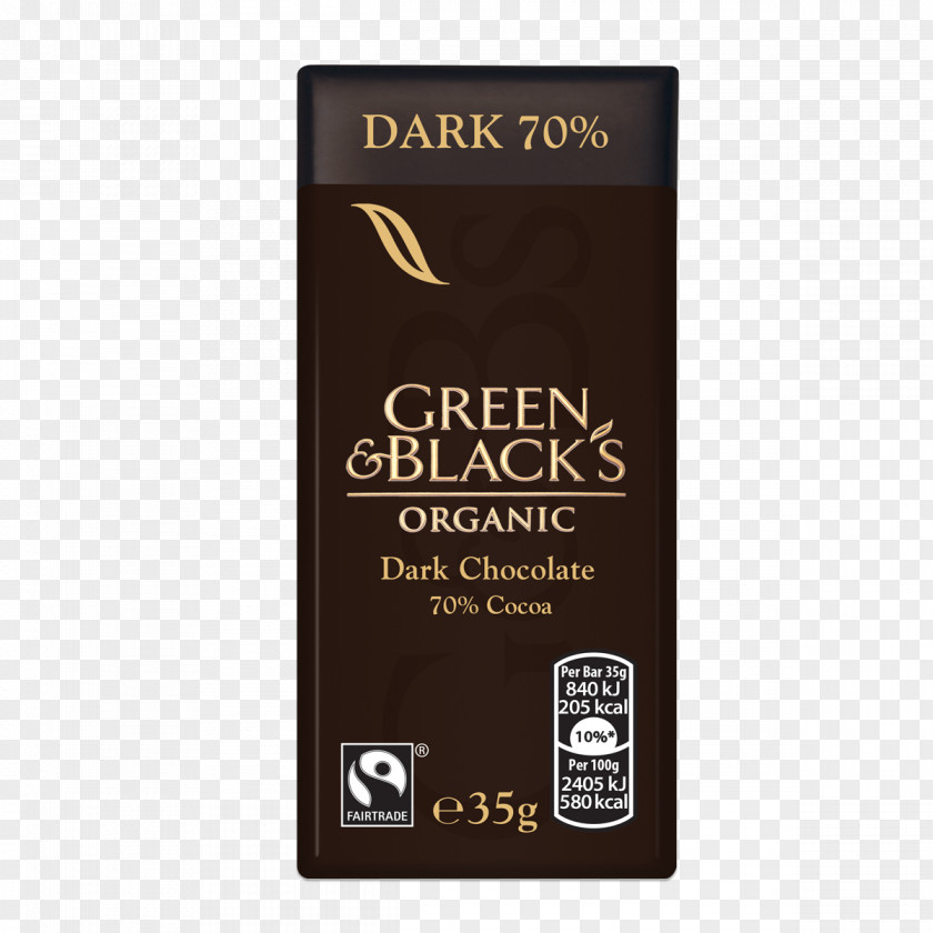 Dark Chocolate Bar Organic Food Green & Black's PNG