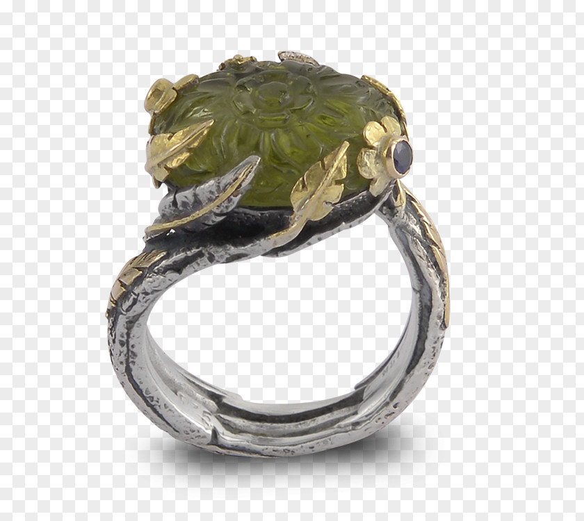 Diamond Peridot Blue Sapphire Ring PNG