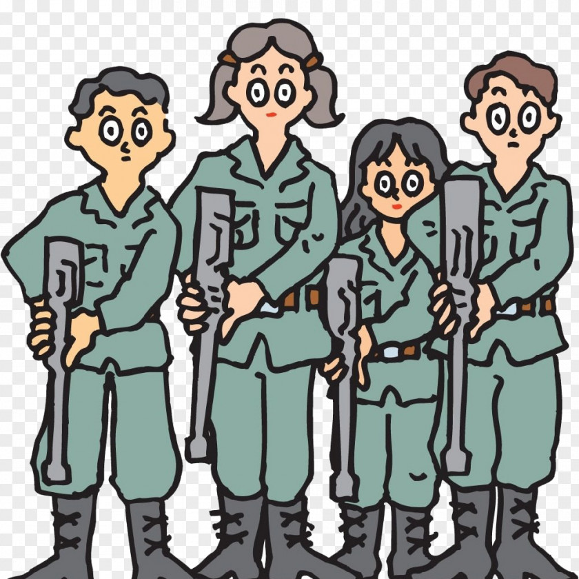 Hand-painted Soldiers Comics Cartoon PNG