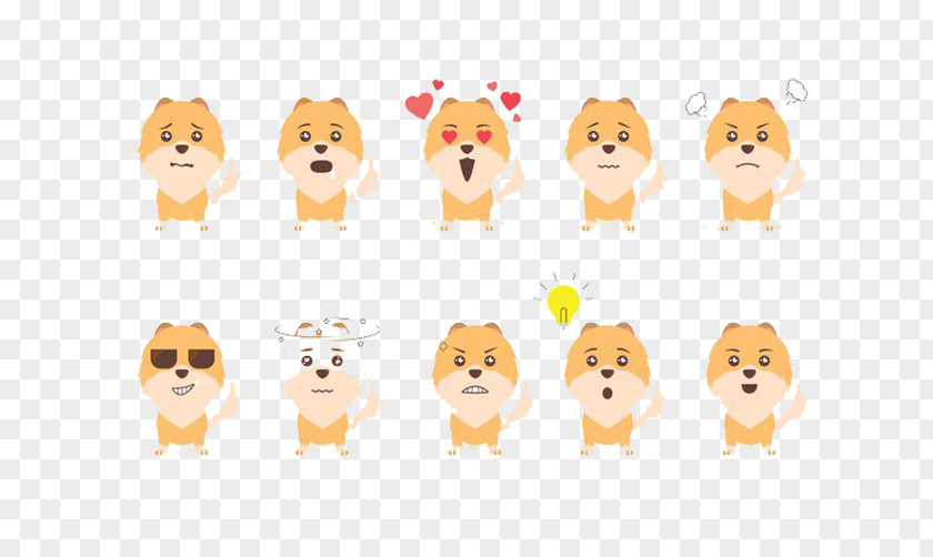 Puppy Face Sunglasses Series Pomeranian Dog Breed Cartoon Emoticon Animation PNG