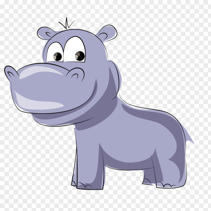 Cartoon Cute Blue Hippo Dog Hippopotamus Animal PNG