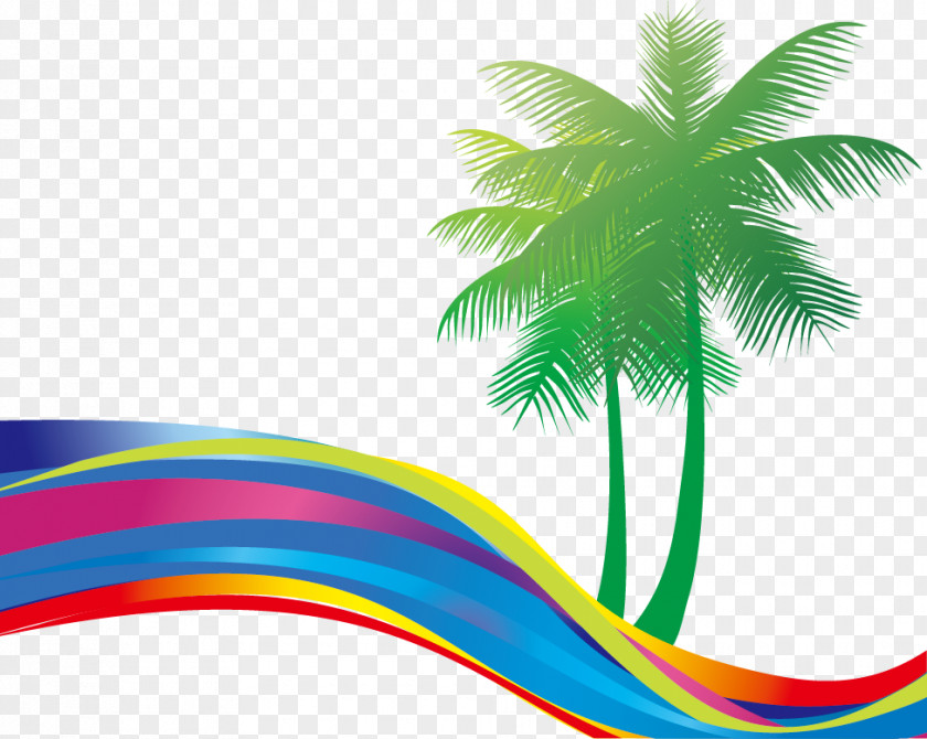 Great Fresh Coconut Colorful Curve Summer Beach PNG