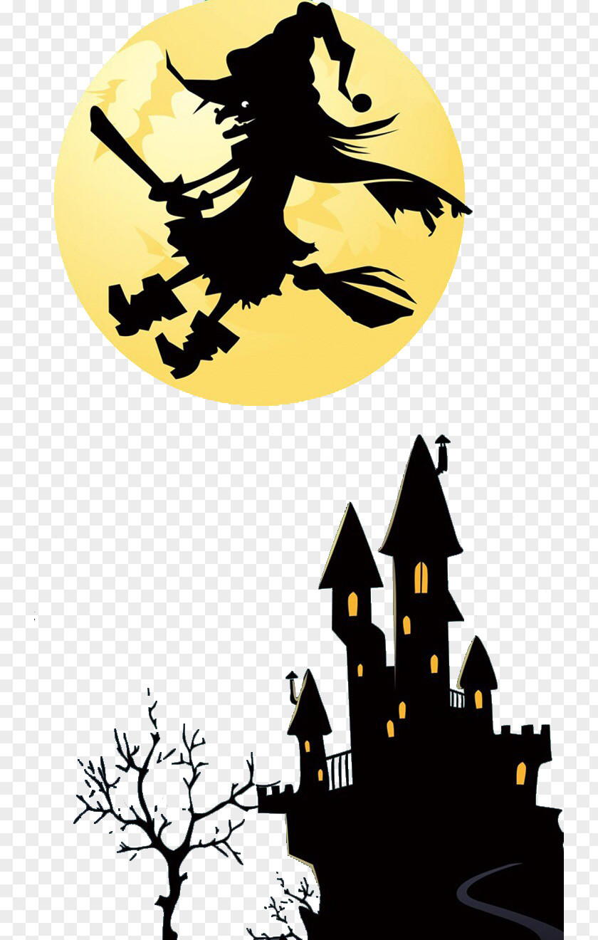 Halloween Witch Wall Decal Illustration PNG