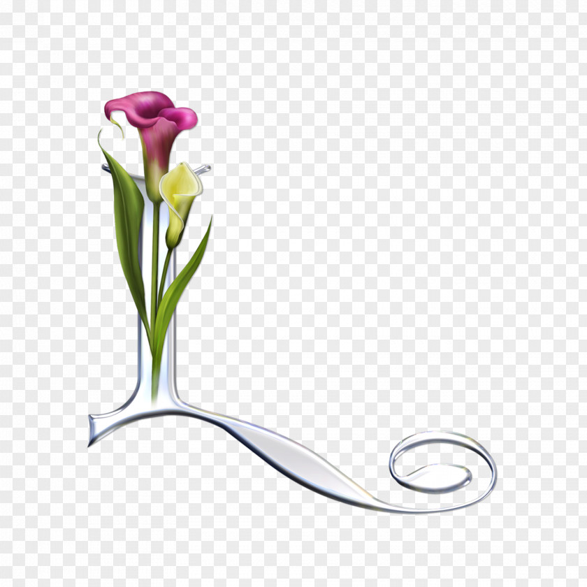 L Cut Flowers Floral Design Letter PNG