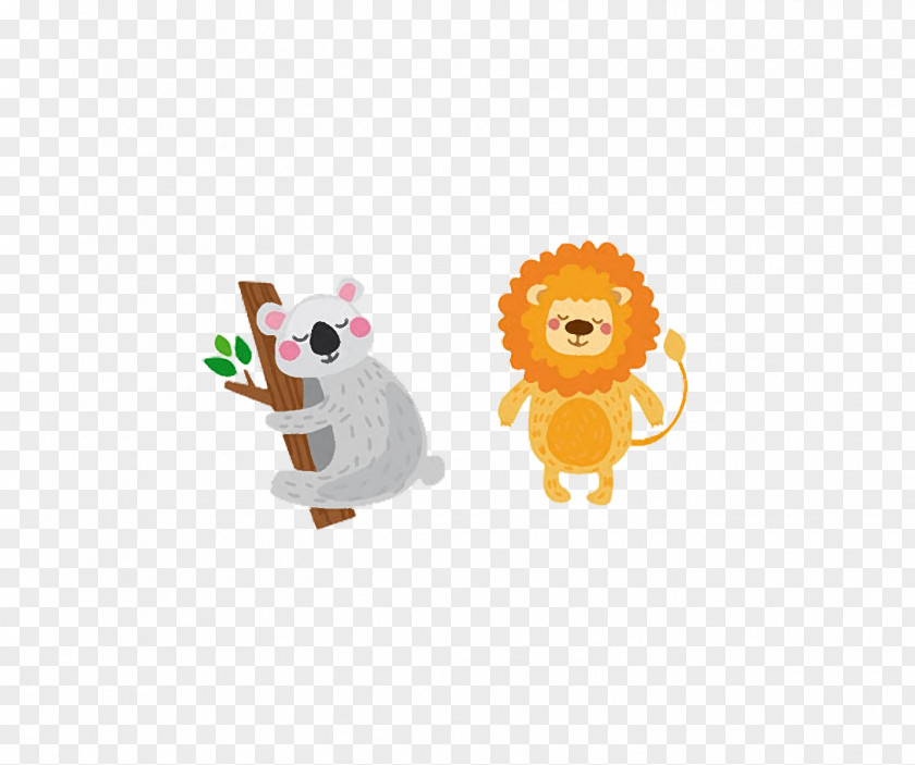 Lion Koala Cartoon Stock Illustration PNG