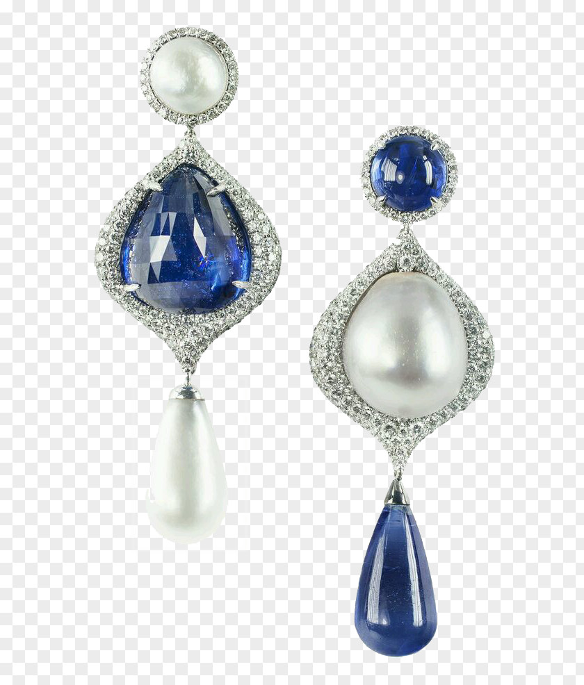 Sapphire Pendant Pearl Inlay Earring Jewellery Diamond PNG