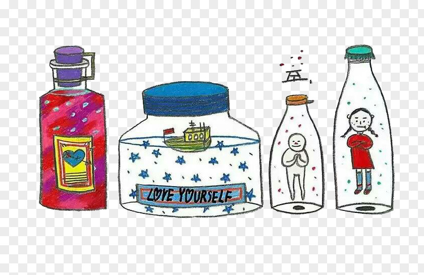Hand Painted Jar Glass Bottle Drawing Illustration PNG