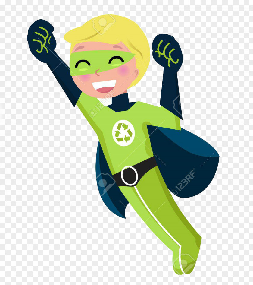 Child Recycling Bin Superhero PNG