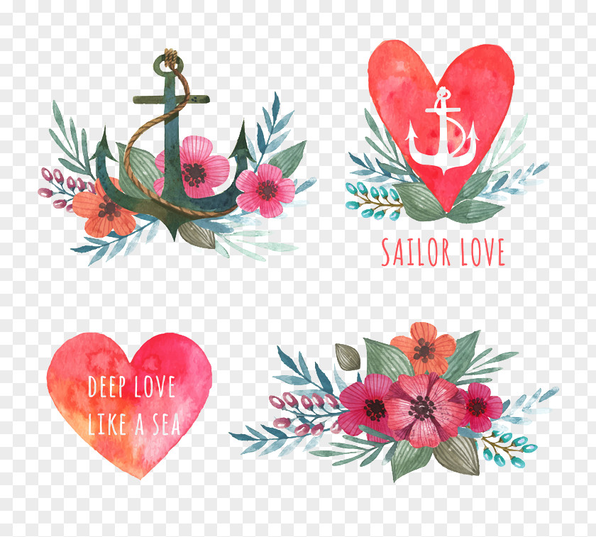 Hearts Valentine's Day Heart Watercolor Painting PNG