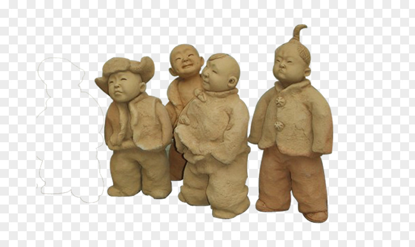 Clay Group Of Children Sculpture Child PNG