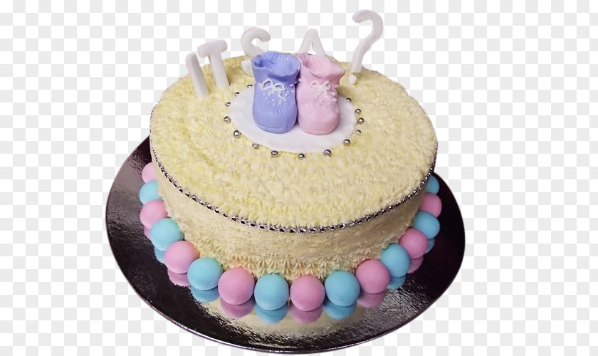 Gender Reveal Birthday Cake Sugar Buttercream Decorating PNG
