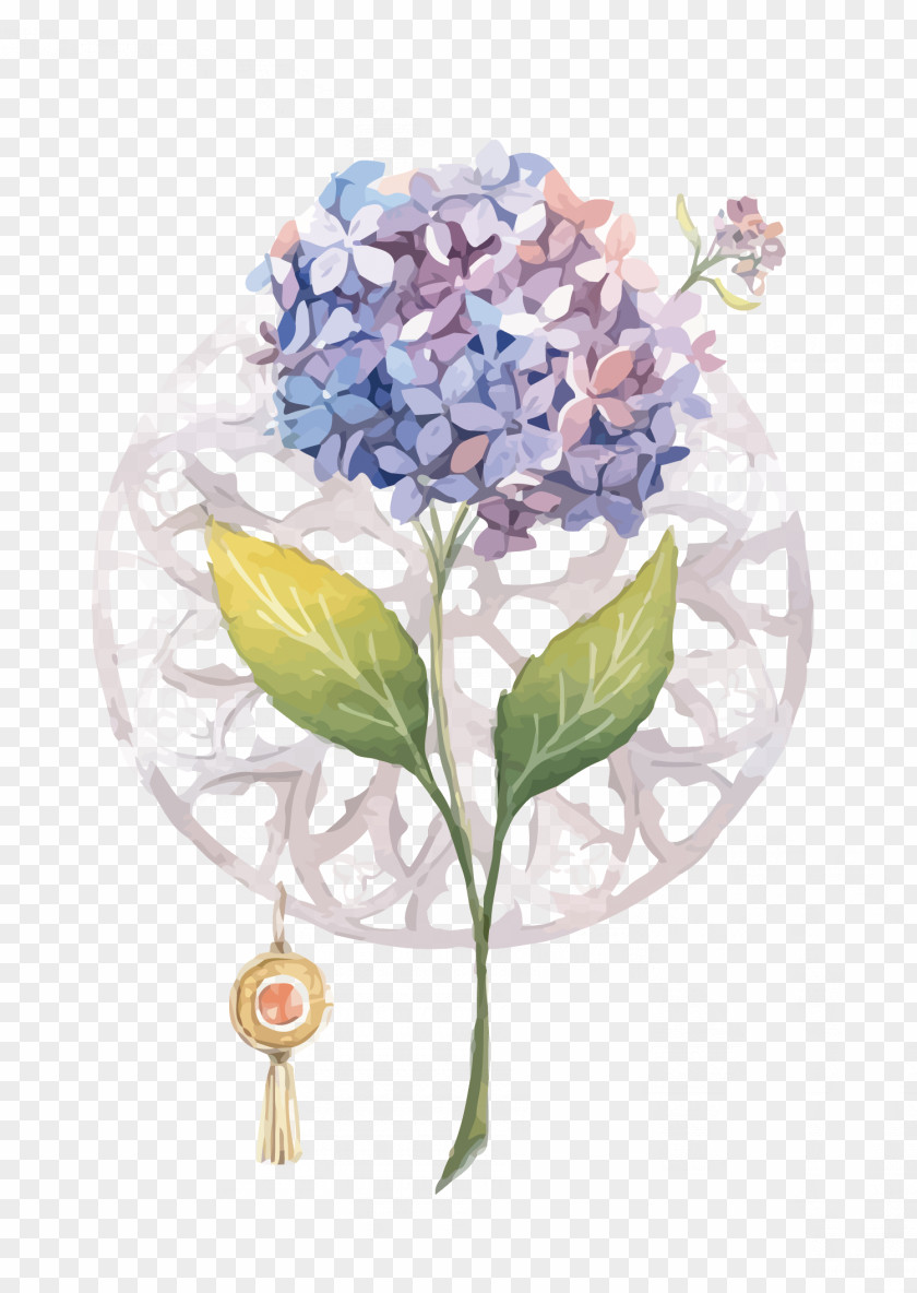Vector Hydrangea Flower Watercolor Painting PNG