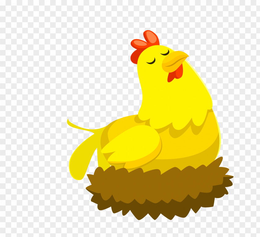 Vector Yellow Elegant Easter Bubble Chicken Duck PNG