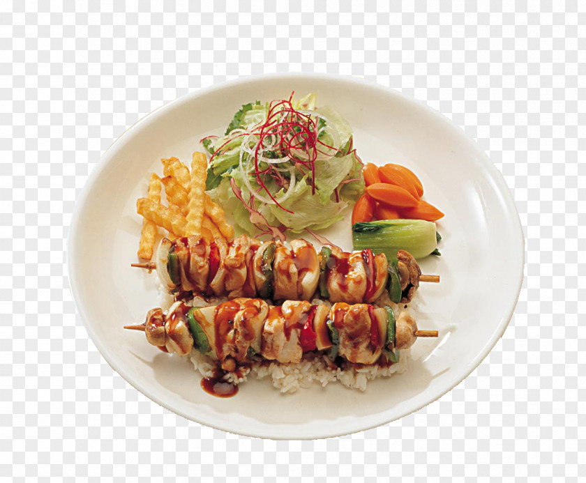 Delicious Barbecue Souvlaki Kebab Brochette French Fries PNG