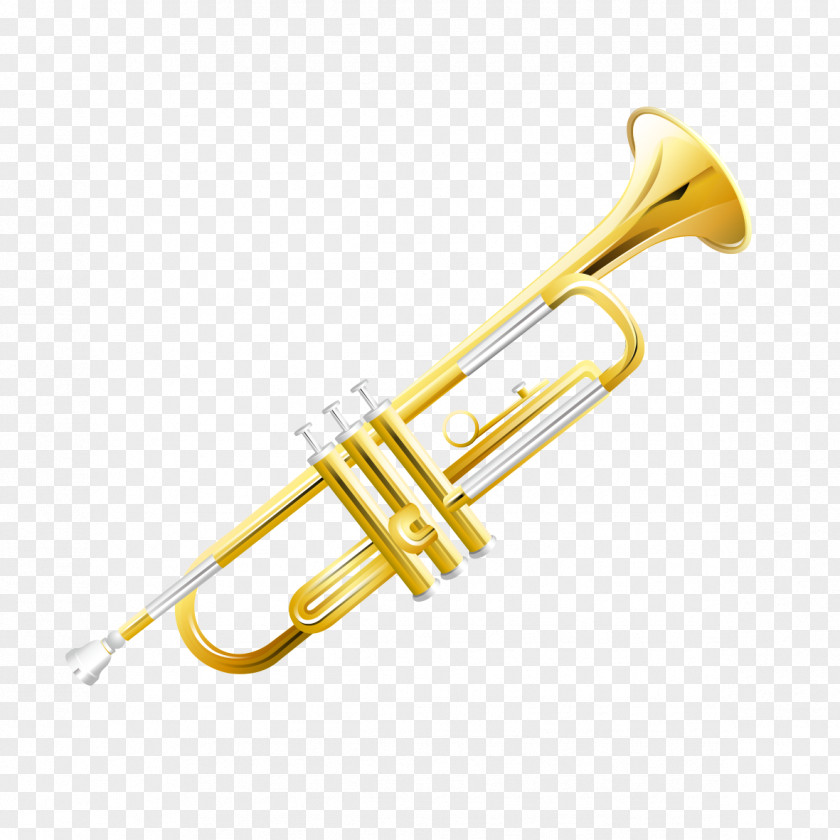 Hand-painted Gold Pattern Musical Instruments Trumpet Saxophone PNG