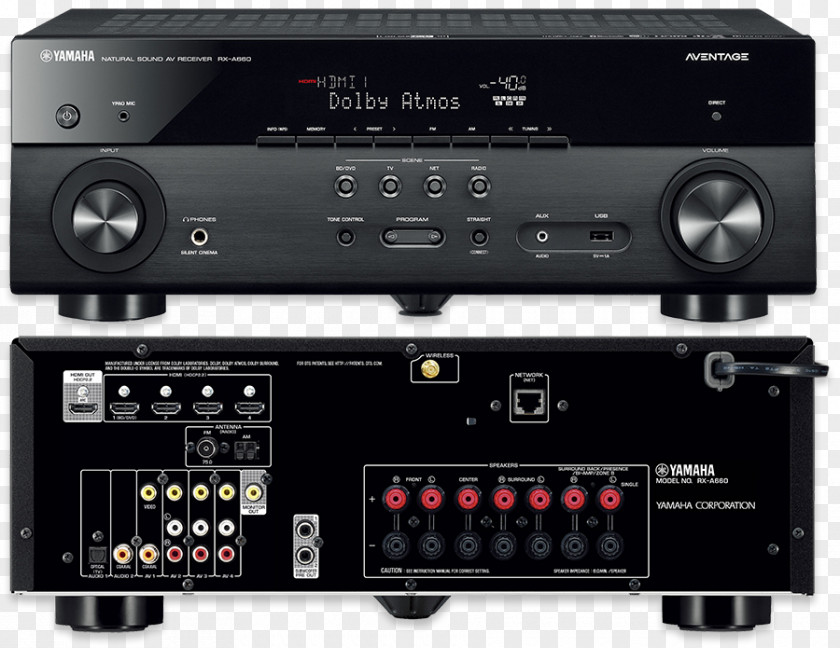 AV Receiver Yamaha RX-V581 Audio Television MusicCast WX-030 PNG