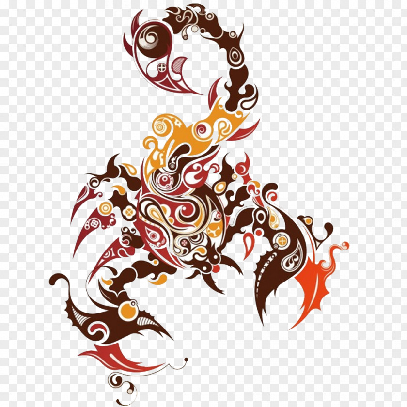 Scorpion Pattern Composed Of Elements Tattoo Tribe Wallpaper PNG
