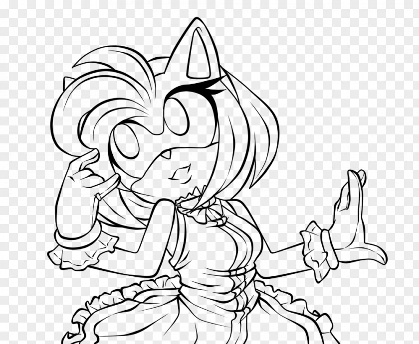 Sonic The Hedgehog Amy Rose Line Art Shadow Coloring Book PNG