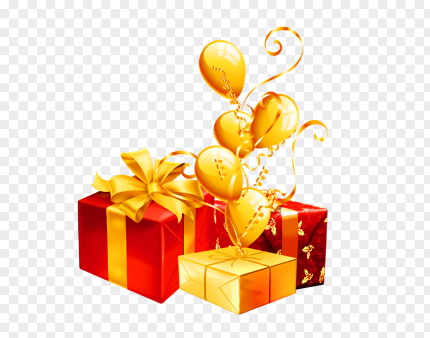 The Balloon On Red Gift Box PNG
