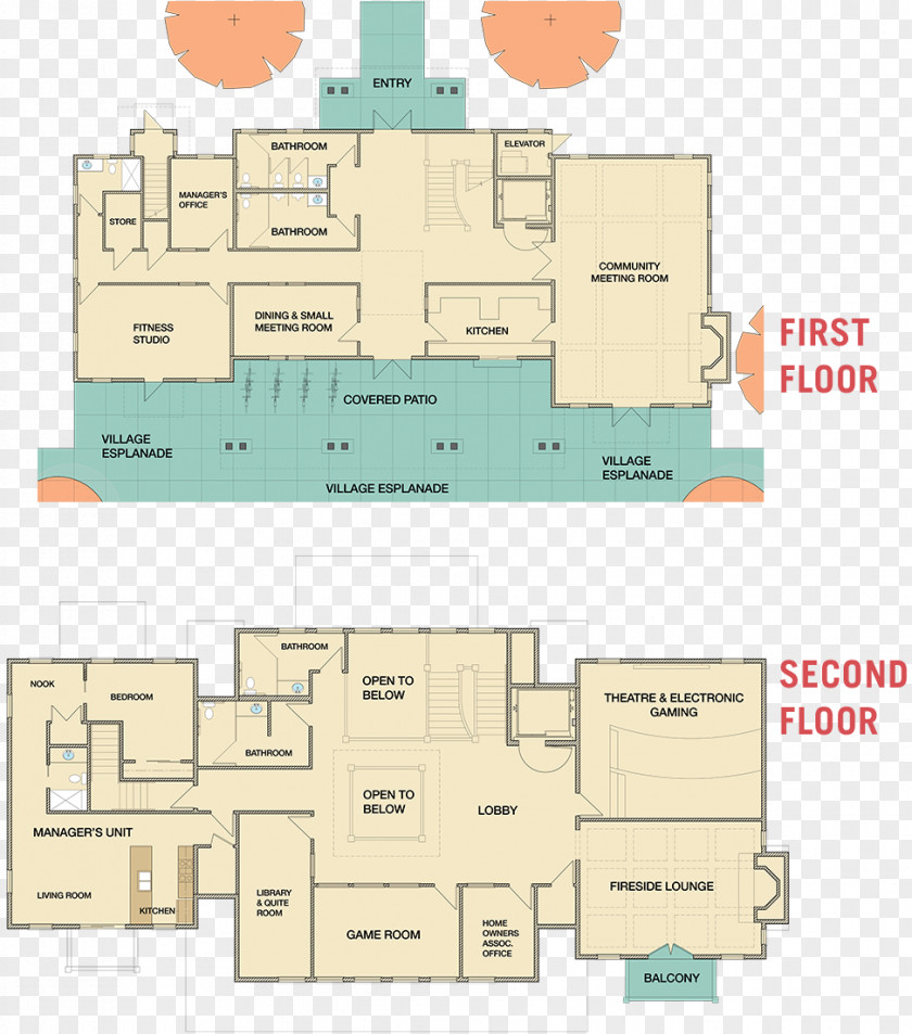 Three Rooms And Two Schematic Floor Plan Diagram PNG