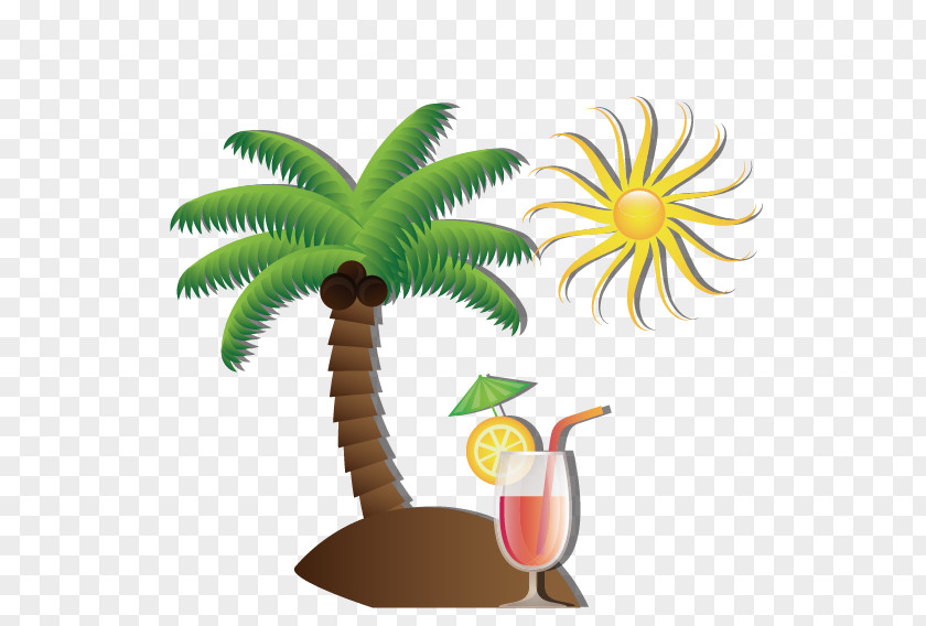 Coconut Trees And Cold Drinks PNG