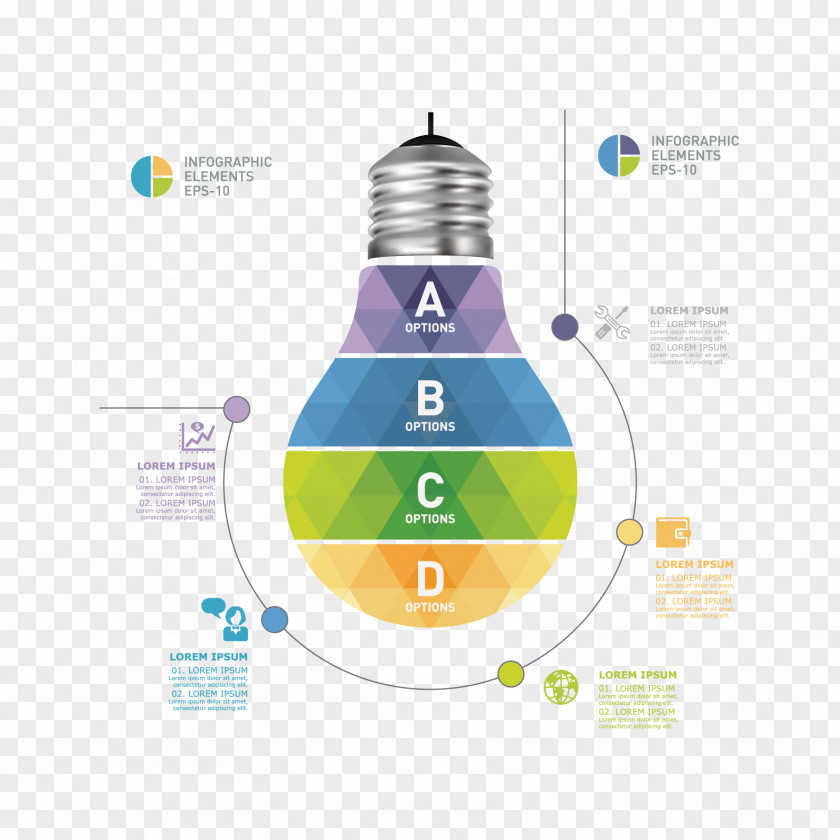 Vector Color Bulb Information Map Diagram Graphic Design PNG