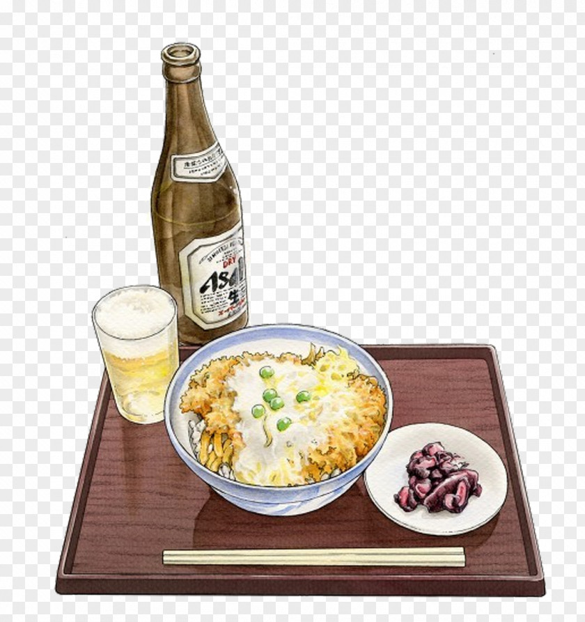 Wine And Side Dishes Japanese Cuisine Ramen Tonkatsu Food Illustration PNG