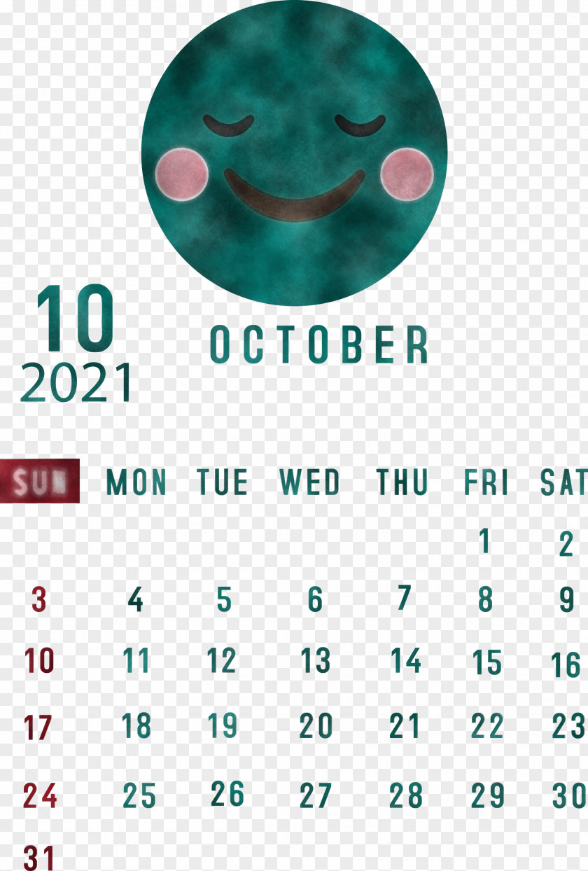 October 2021 Printable Calendar PNG