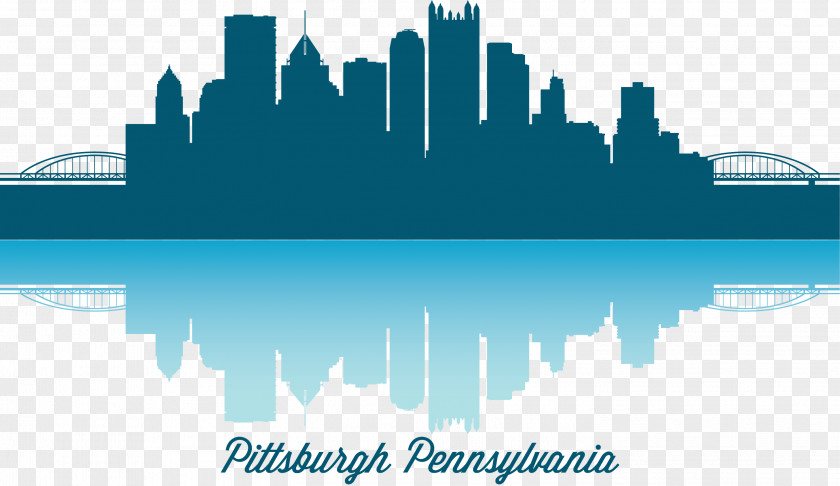 Vector City Illustration Pittsburgh Skyline Clip Art PNG