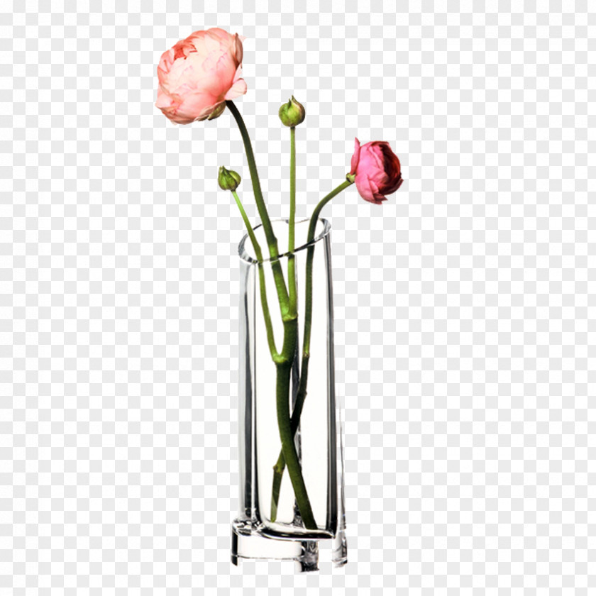 Glass Lotus Bud Vase Floral Design Painting Wallpaper PNG