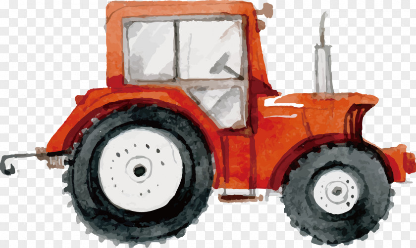 Hand-painted Vector Illustration Tractor Farm Agriculture PNG