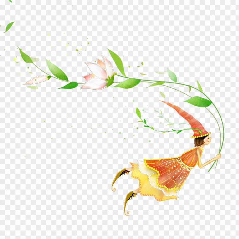 He Took The Branches Flying Beauty Download Illustration PNG