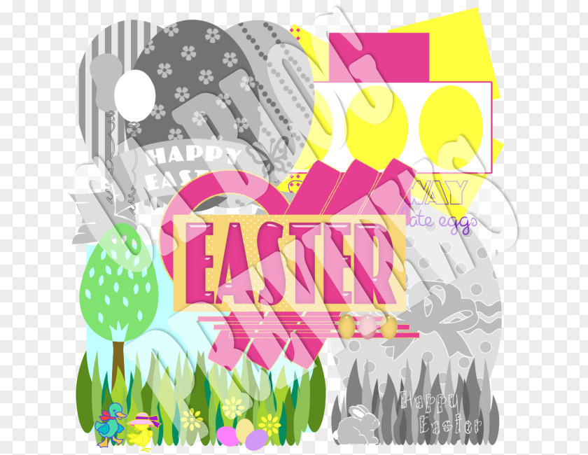 Creative Easter Line Pink M Clip Art PNG