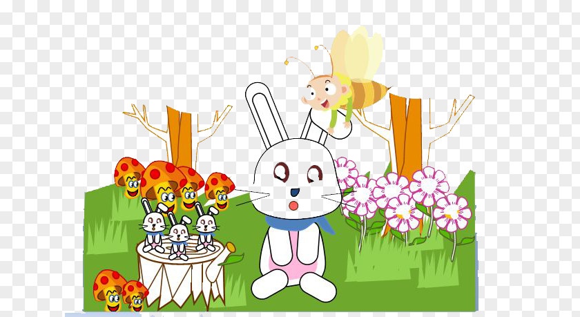 Cute Little Cartoon Bunny Drawing Animation PNG