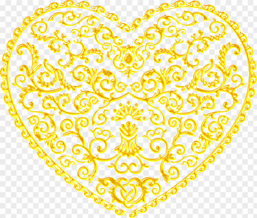 Gold Heart Valentine's Day Logo Scrapbooking PNG