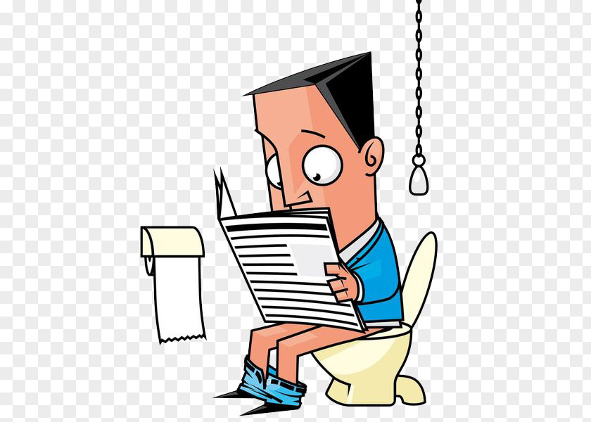 A Man Who Reads Newspaper In The Toilet Stock Illustration Royalty-free Cartoon PNG