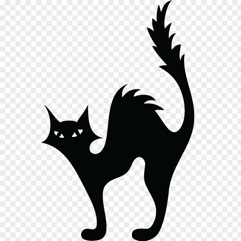 Black Cat Kitten Halloween Silhouette Clip Art PNG