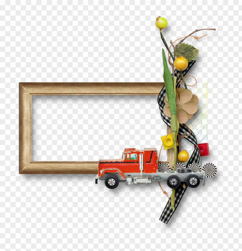 Small Red Truck Frame Paper Picture Clip Art PNG