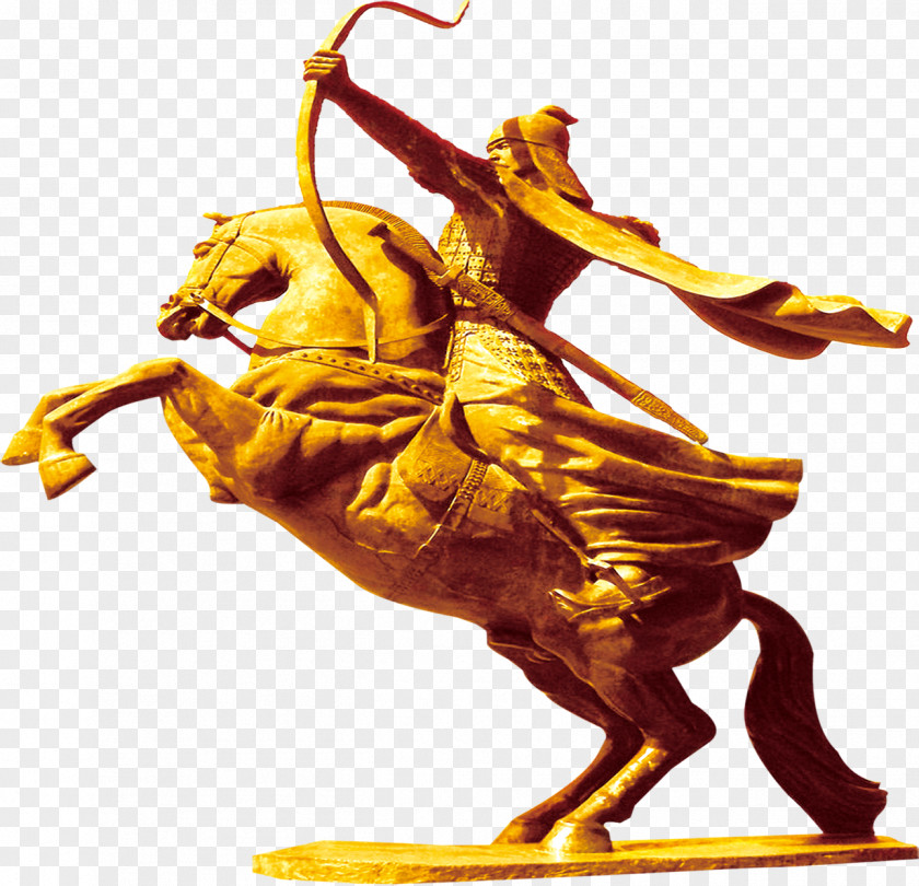 Ancient War Generals On Horseback Archery Pattern Clip Art PNG
