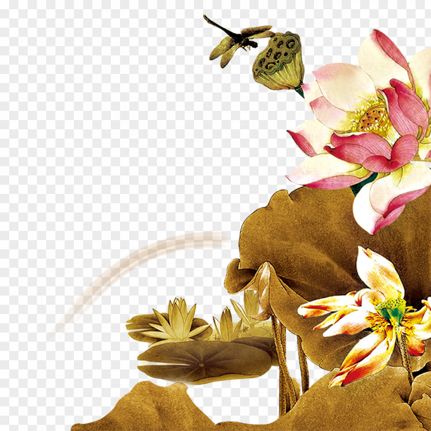 Dragonfly Lotus Book Poster PNG