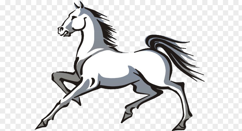 Galloping White Horse Children Mustang Clip Art PNG