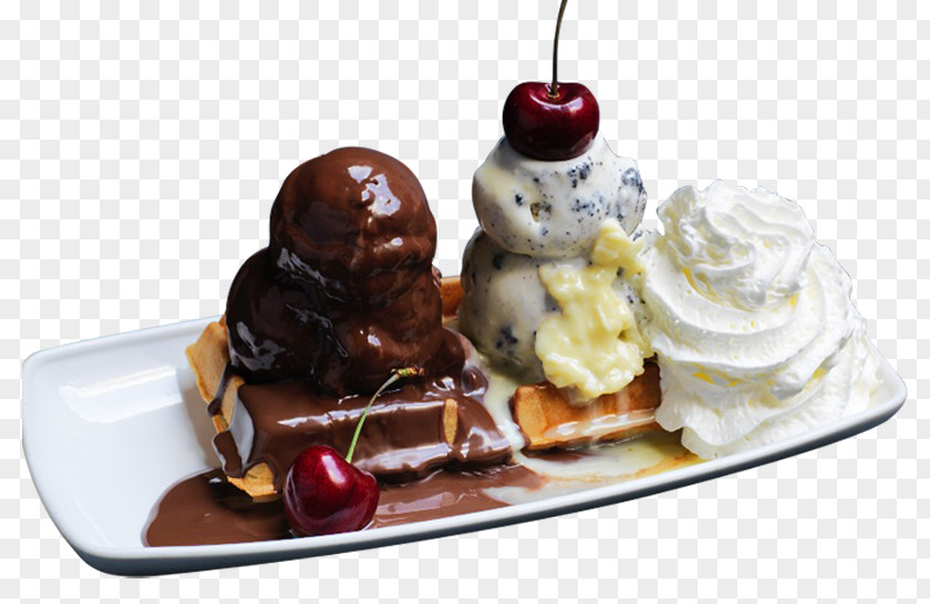 Ice Cream Waffle Smoothie Dish Cafe PNG