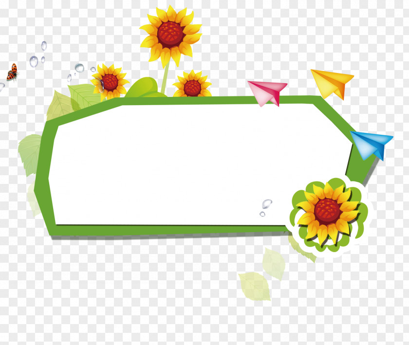 Cartoon Sunflower Border Elements Floral Design PNG