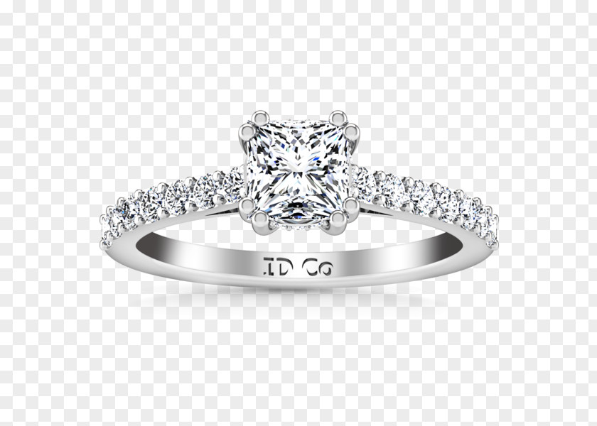 Diamond Cut Engagement Ring Princess PNG