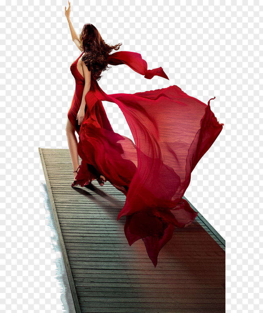 Bridge Beautiful Red Dress Fan Desk Rechargeable Battery PNG