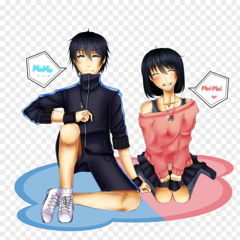 Meimei Black Hair Cartoon Figurine Character PNG