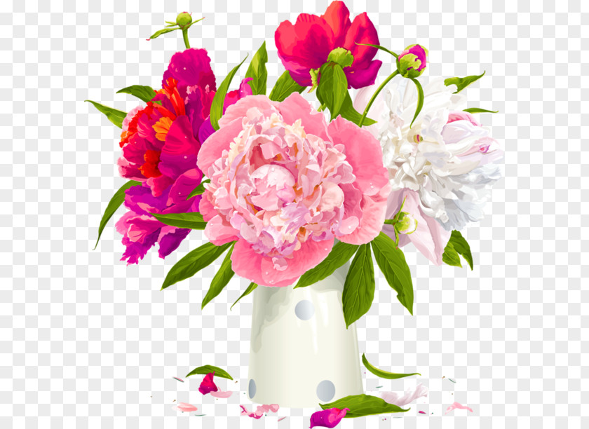 Peony Pink Flowers Clip Art PNG